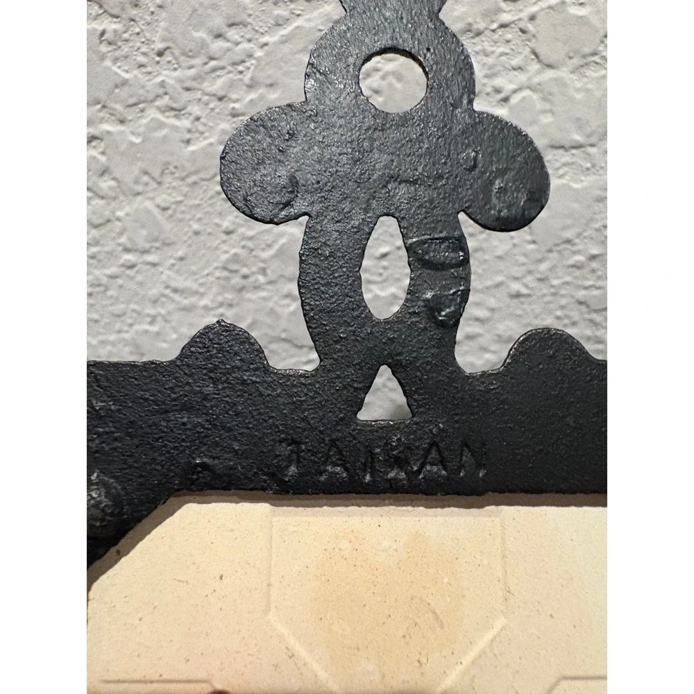 Used Vintage Cast Iron & Ceramic Tile Trivets, Set of 2